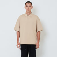 Men Oversized Polo Tee - Khaki - SM2601015B