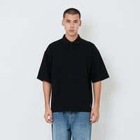 Men Oversized Polo Tee - Black - SM2601015D
