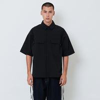 Men Printed Oversized Shirt - Black - SM2602018B