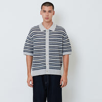 Men Yarn Knit Polo - Blue - SM2602019A