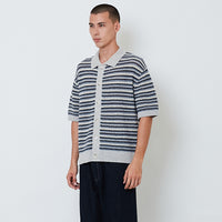 Men Yarn Knit Polo - Blue - SM2602019A