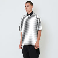 Men Oversized Stripe Polo Tee - Off White - SM2602020A