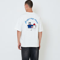 Men Embroidery Oversized Tee - Off White - SM2602025A