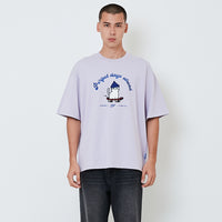 Men Embroidery Oversized Tee - Lilac - SM2602026B