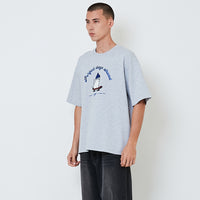 Men Embroidery Oversized Tee - Melange Grey - SM2602026C