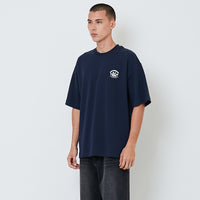 Men Printed Oversized Tee - Navy - SM2602027D