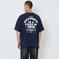 Men Printed Oversized Tee - Navy - SM2602027D