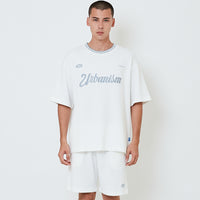Men Embroidery Oversized Waffle Knit Top - Off White - SM2602028A