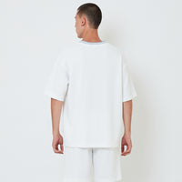 Men Embroidery Oversized Waffle Knit Top - Off White - SM2602028A