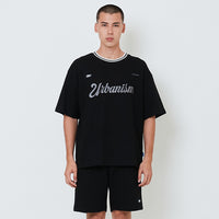 Men Embroidery Oversized Waffle Knit Top - Black - SM2602028C