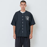 Men Embroidery Baseball Shirt - Black - SM2603030B