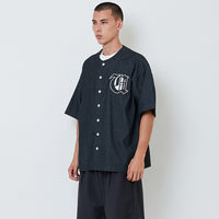 Men Embroidery Baseball Shirt - Black - SM2603030B