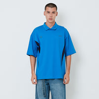 Men Printed Oversized Polo Tee - Blue - SM2603032B