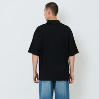 Men Printed Oversized Polo Tee - Black - SM2603032C