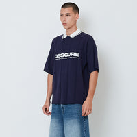 Men Embroidery Oversized Polo Top - Navy - SM2603033B