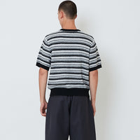 Men Oversized Stripe Sweater - Light Grey - SM2603034B