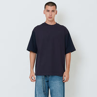 Men Hybird Oversized Tee - Navy - SM2603037B