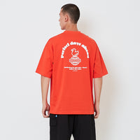 Men Printed Oversized Tee - Dark Orange - SM2603038D