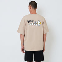 Men Embroidery Oversized Tee - Beige - SM2603040C