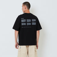 Men Printed Oversized Tee - Black - SM2603041B