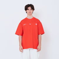 Men Printed Oversized Tee - Dark Orange - SM2603041C