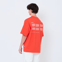 Men Printed Oversized Tee - Dark Orange - SM2603041C