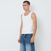 Men Ribbed Tank Top - Off White - SM2603061A