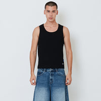 Men Ribbed Tank Top - Black - SM2603061B