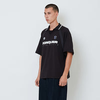 Men Printed Oversized Polo Tee - Black - SM2604044B