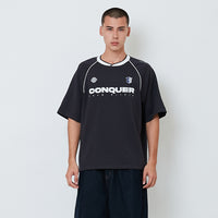 Men Embroidery Oversized Jersey Tee - Metal - SM2604045D
