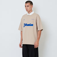 Men Embroidery Oversized Polo Tee - Beige - SM2604047A