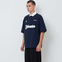 Men Embroidery Oversized Polo Tee - Navy - SM2604047B