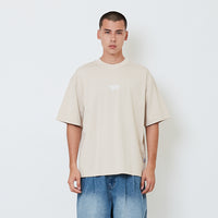 Men Embroidery Oversized Tee - Beige - SM2604051B