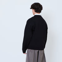 Men Oversized Cardigan - Black - SM2605086D