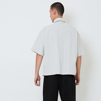 Men Cropped Nylon Shirt - Light Grey - SM2605094A