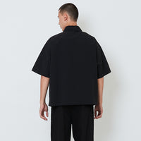 Men Cropped Nylon Shirt - Black - SM2605094B