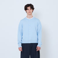 Men Cropped Cardigan - Blue - SM2606082A