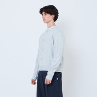 Men Cropped Cardigan - Melange Grey - SM2606082B
