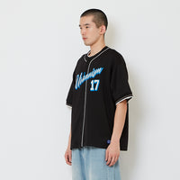Men Embroidery Baseball Shirt - Black - SM2608142B