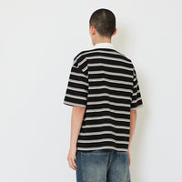 Men Oversized Stripe Polo Tee - Black - SM2608163D