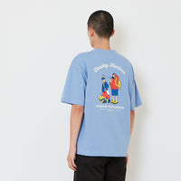 Men Printed Oversized Tee - Pale Blue - SM2608181C