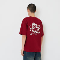 Men Embroidery Oversized Tee - Wine - SM2608183D