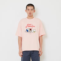 Men Embroidery Oversized Tee - Pink - SM2610187B