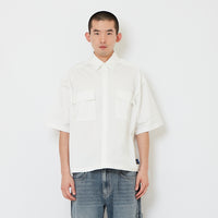 Men Boxy Cropped Shirt - Off White - SM2610203A