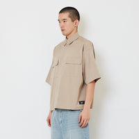 Men Boxy Cropped Shirt - Beige - SM2610203B