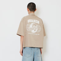 Men Boxy Cropped Shirt - Beige - SM2610203B