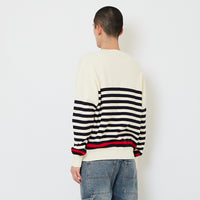 Men Oversized Stripes Sweater - Off White - SM2610204A