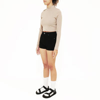 Women Stretch Denim Shorts - Black - SW2210540B