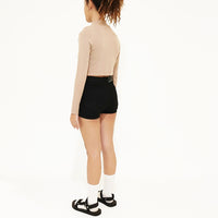 Women Stretch Denim Shorts - Black - SW2210540B