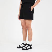 Women Elastic Waist Sweatshorts - Black - SW2211561E